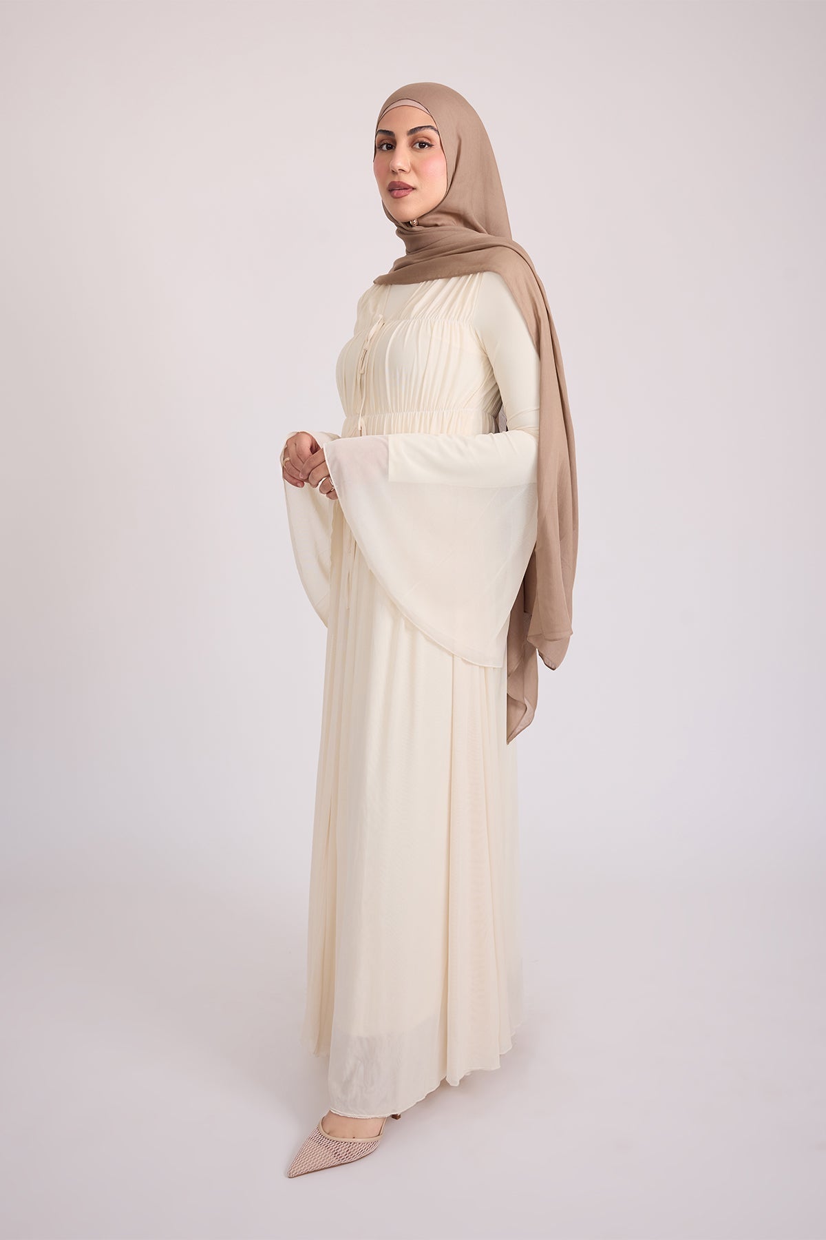 Hanadi Mesh Maxi Dress - Cream