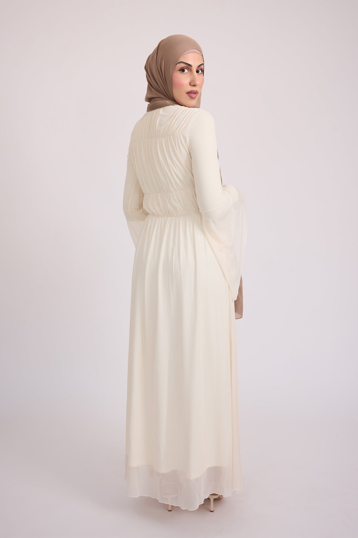 Hanadi Mesh Maxi Dress - Cream