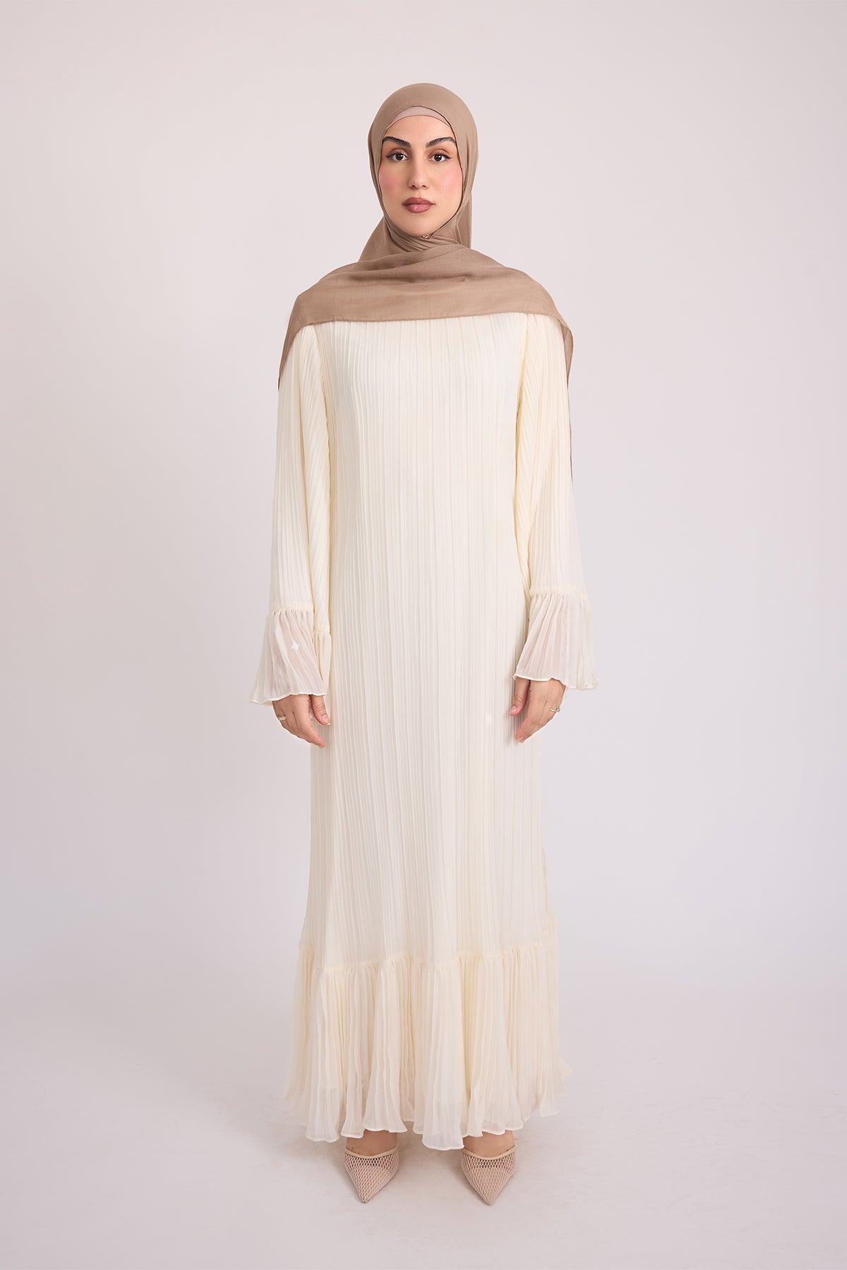 Camille Pleated Maxi Dres - Off White