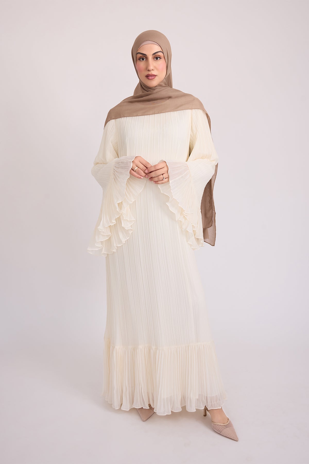 Camille Pleated Maxi Dres - Off White