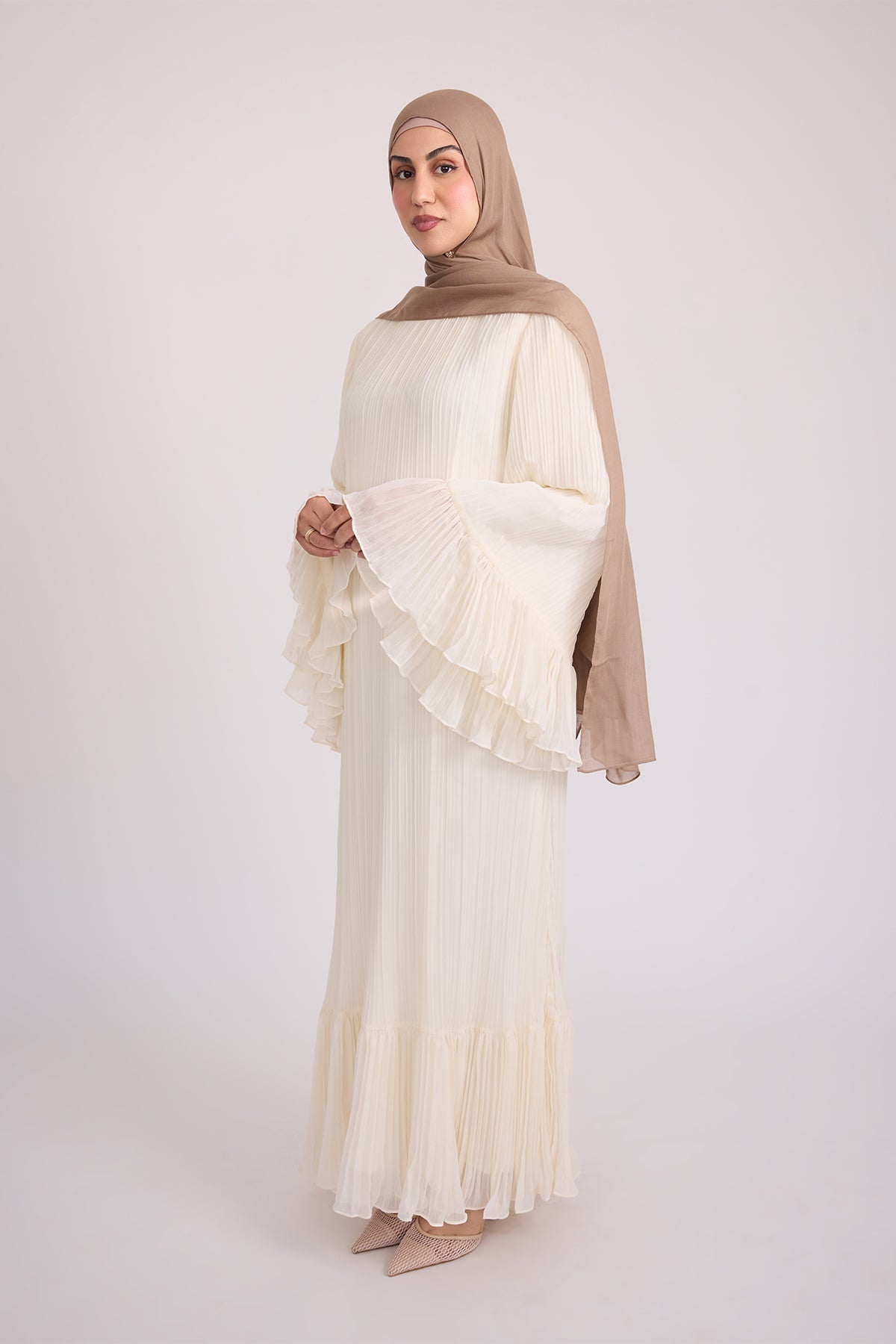 Camille Pleated Maxi Dres - Off White