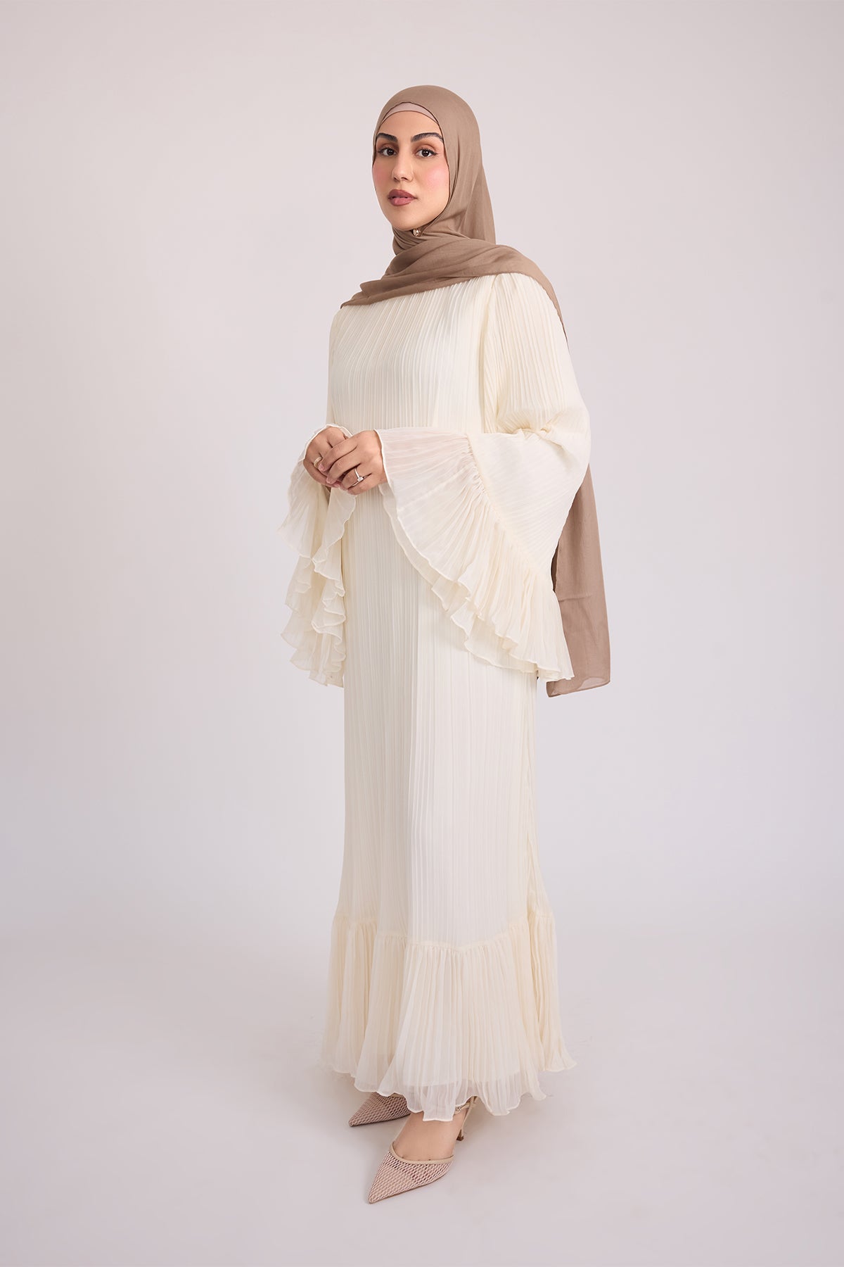 Camille Pleated Maxi Dres - Off White