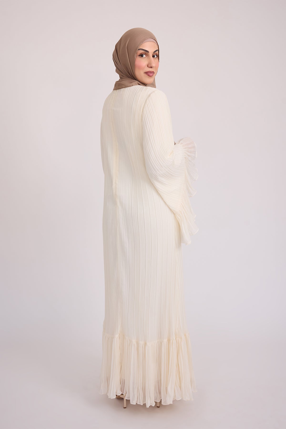 Camille Pleated Maxi Dres - Off White