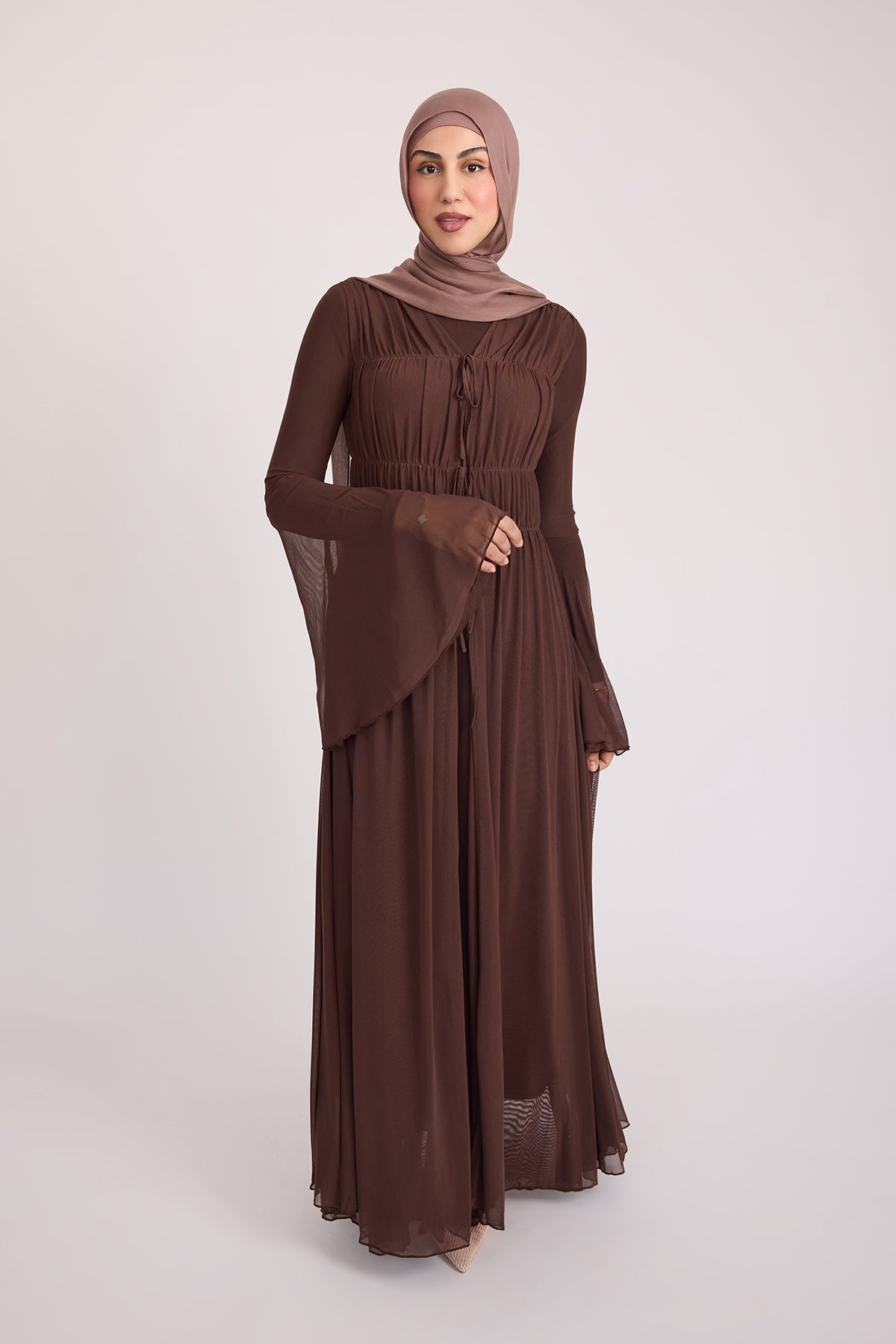 Hanadi Mesh Maxi Dress - Brown