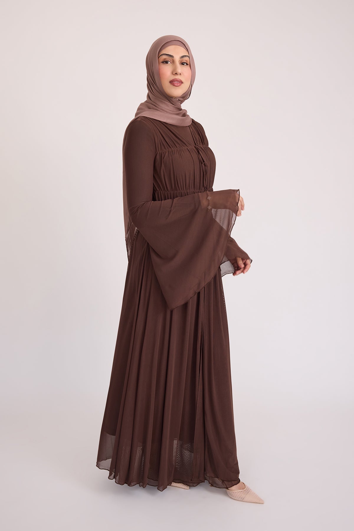 Hanadi Mesh Maxi Dress - Brown