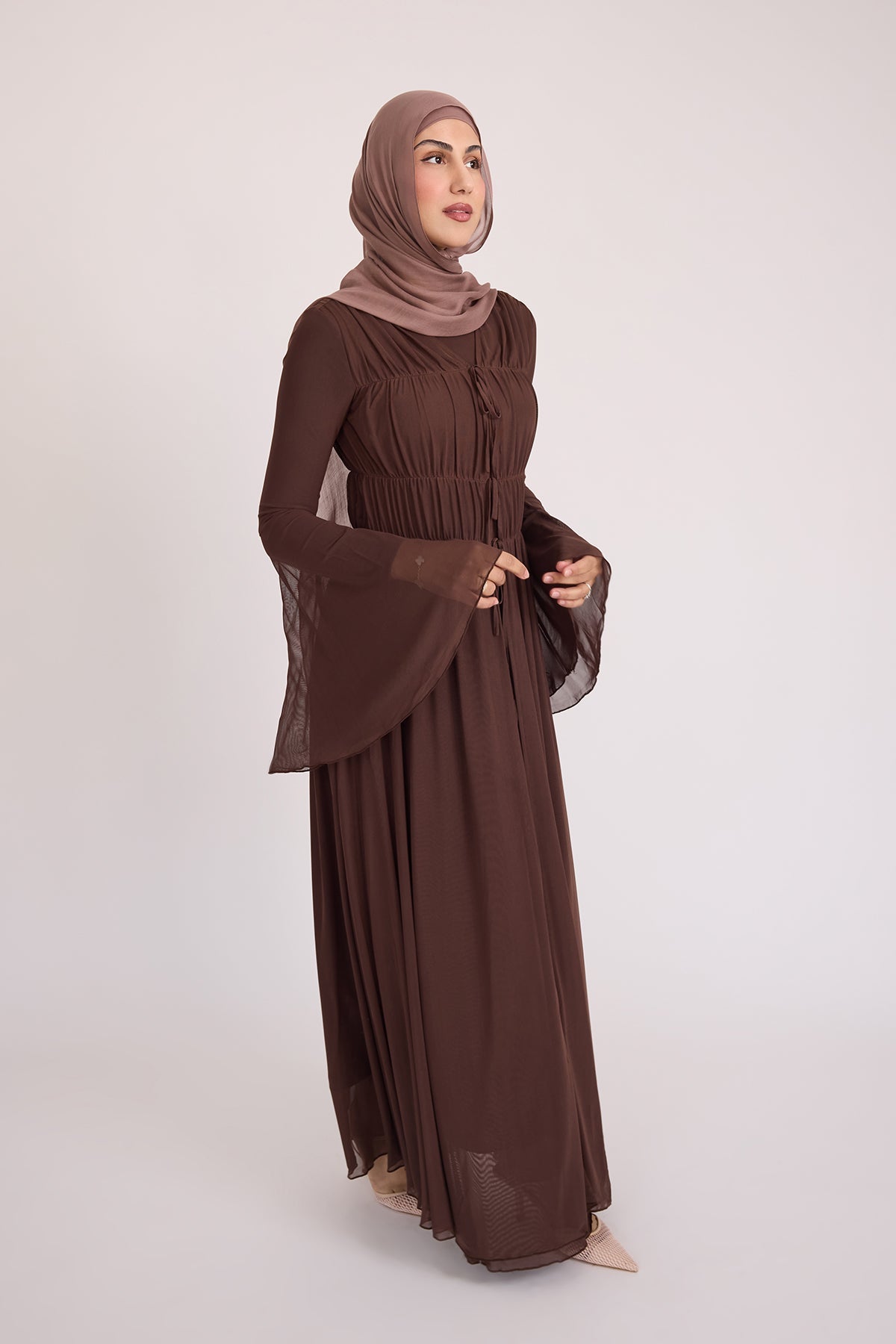 Hanadi Mesh Maxi Dress - Brown