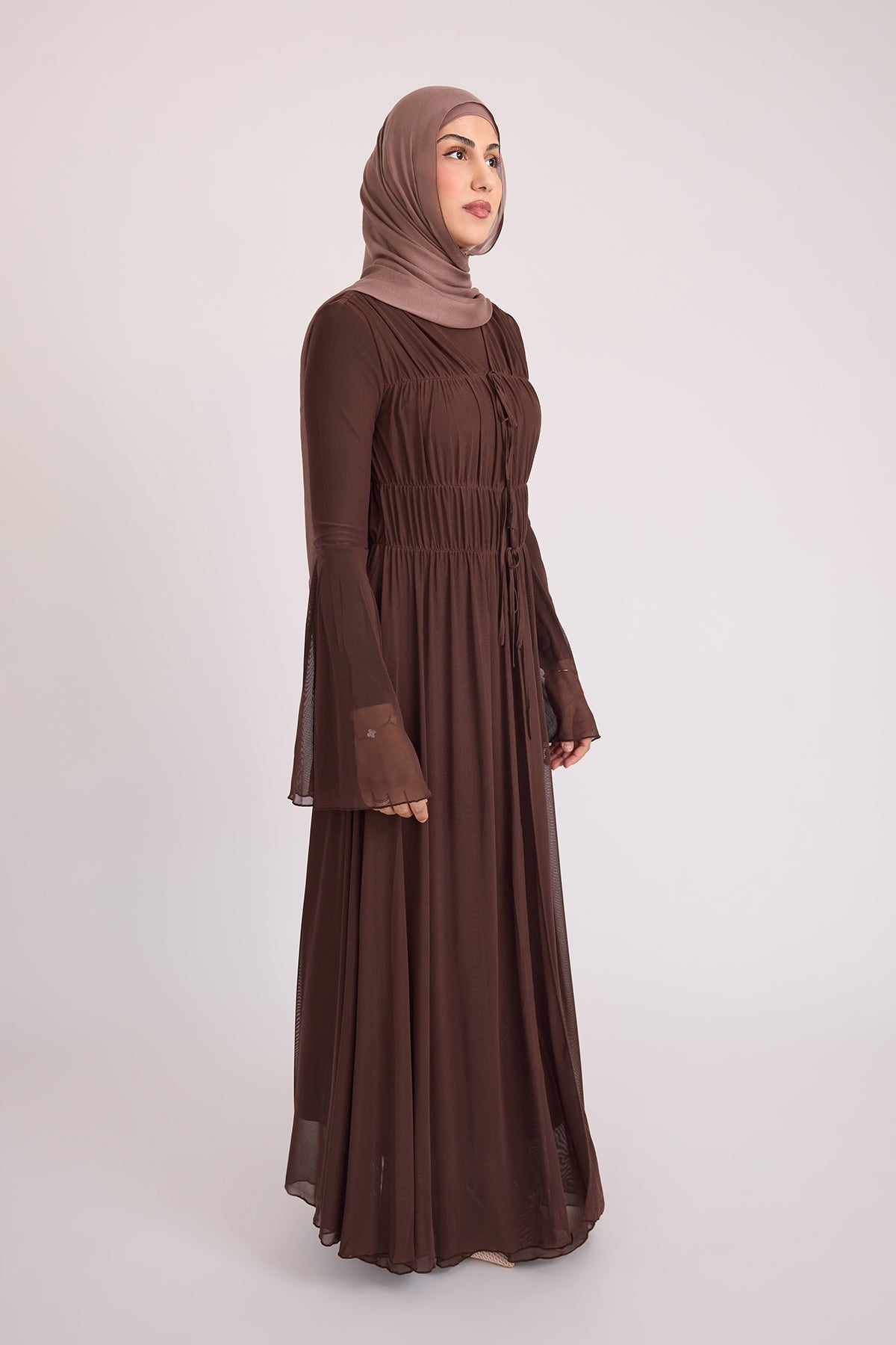 Hanadi Mesh Maxi Dress - Brown