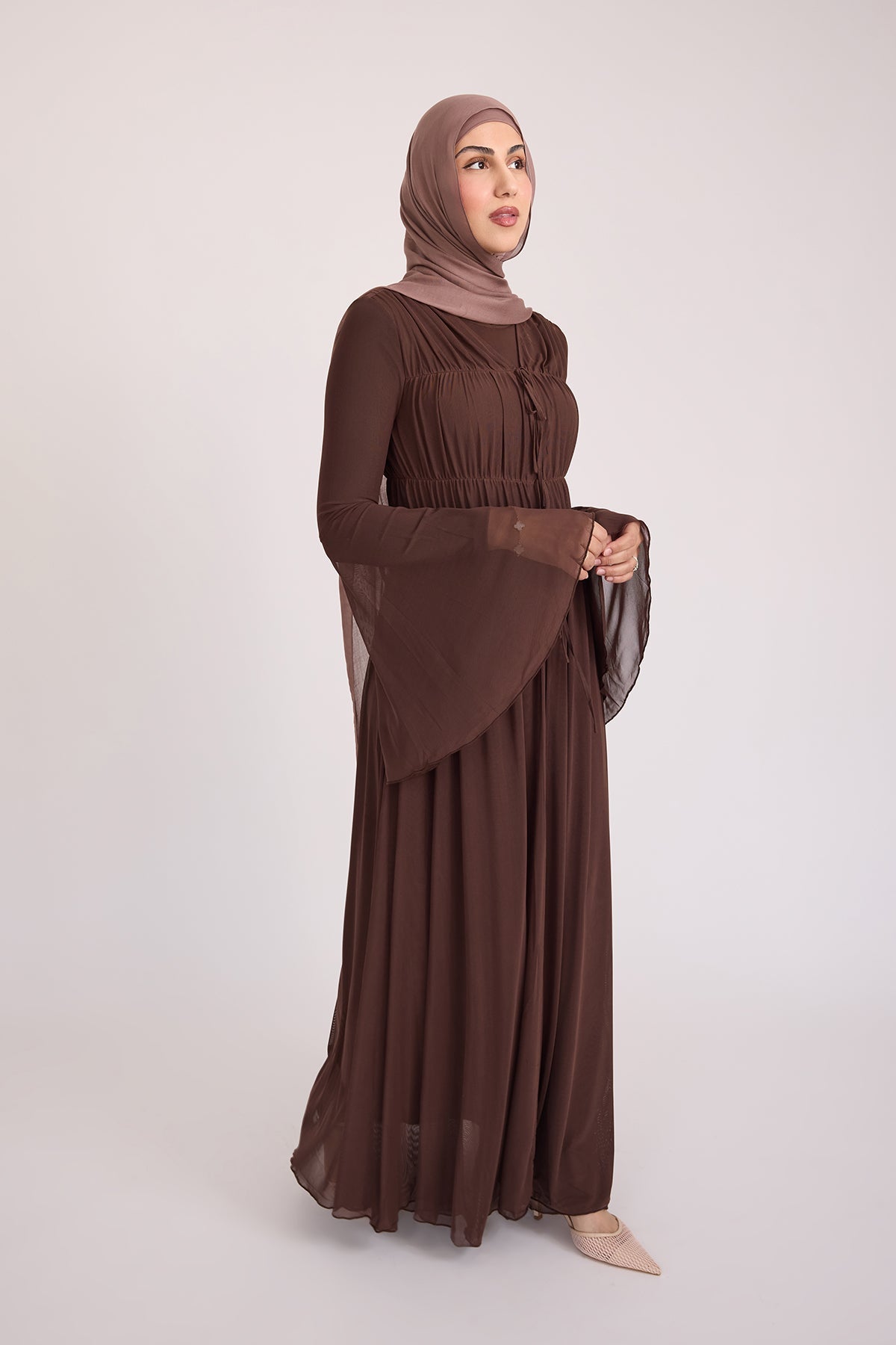 Hanadi Mesh Maxi Dress - Brown