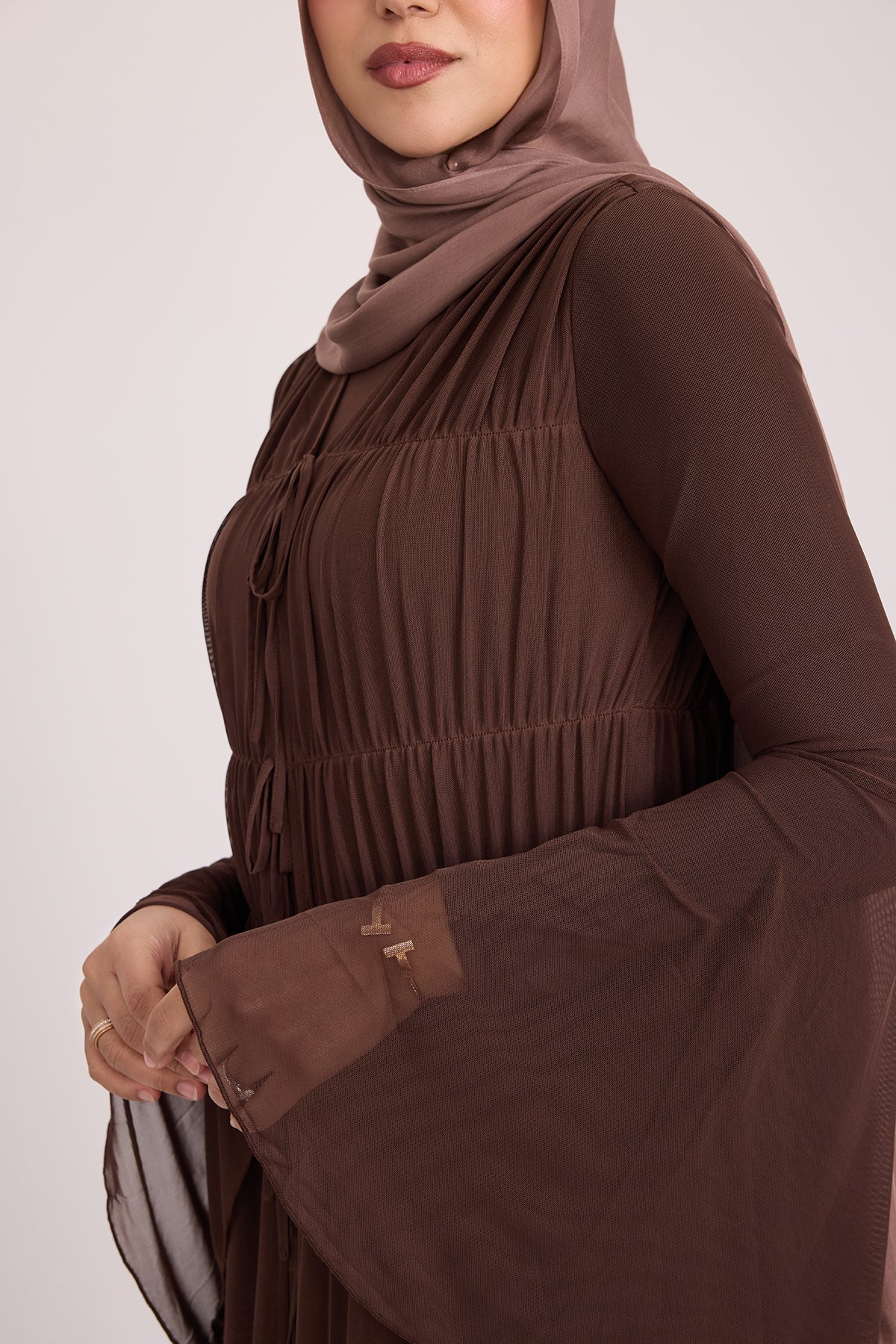 Hanadi Mesh Maxi Dress - Brown