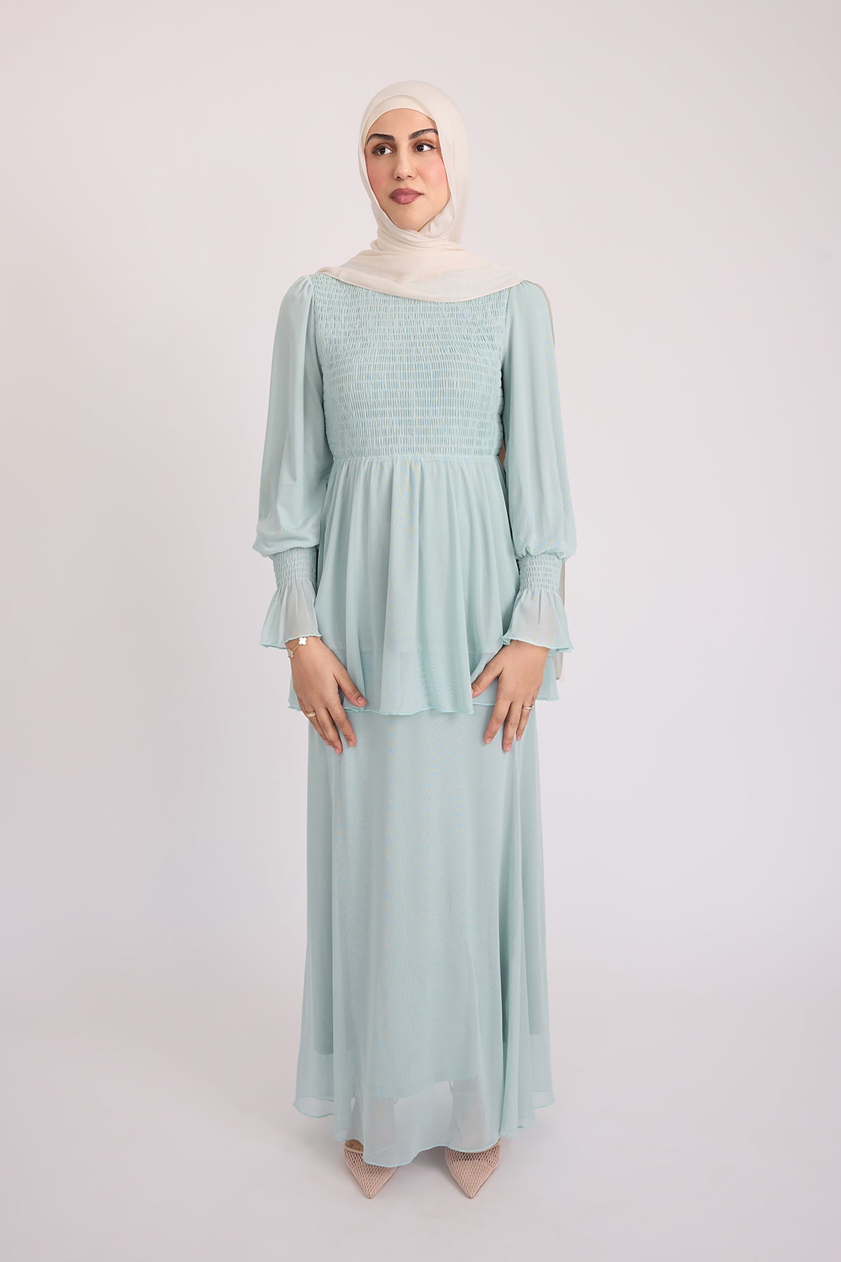 Krina Top and Skirt - Sage Blue