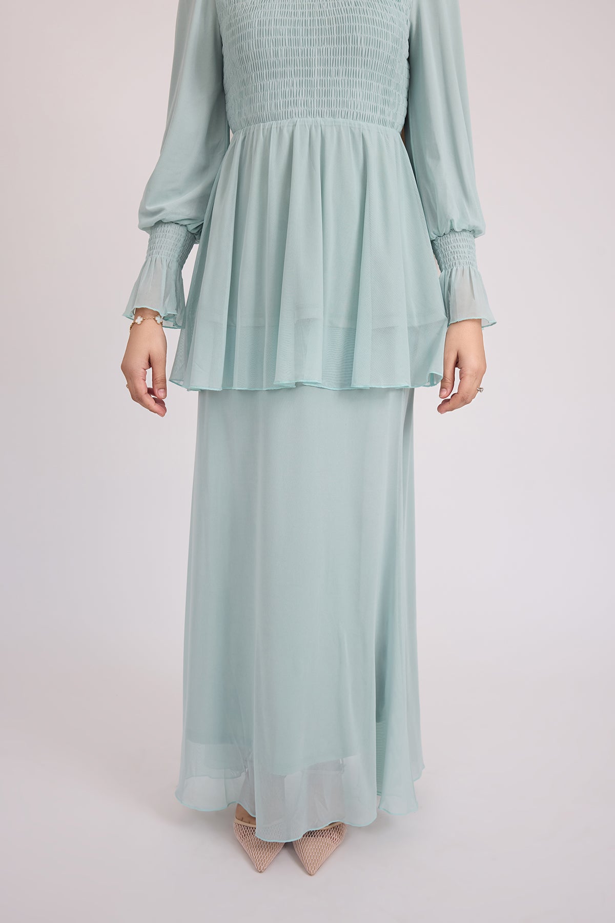 Krina Top and Skirt - Sage Blue