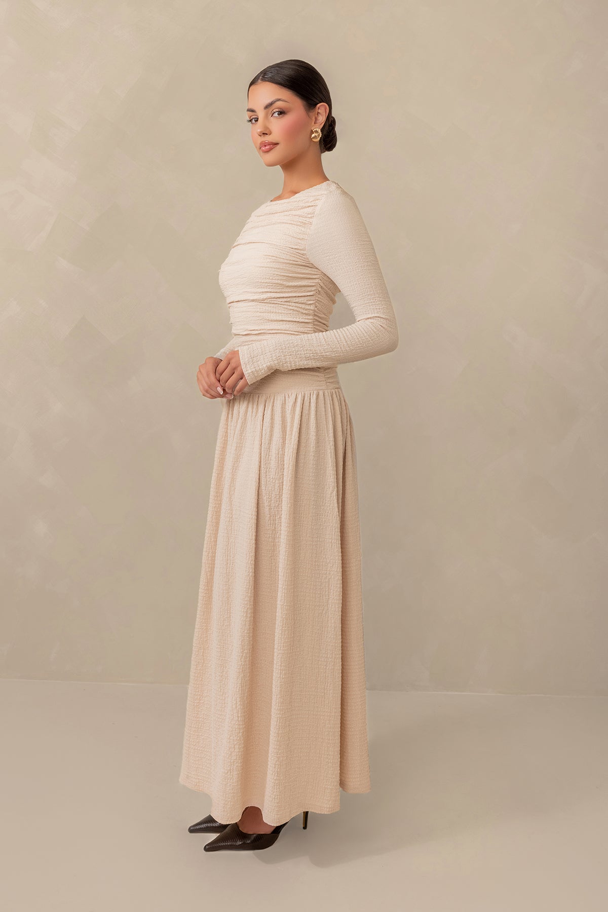 Juliette Everyday Drop Waist Maxi Dress - Cream