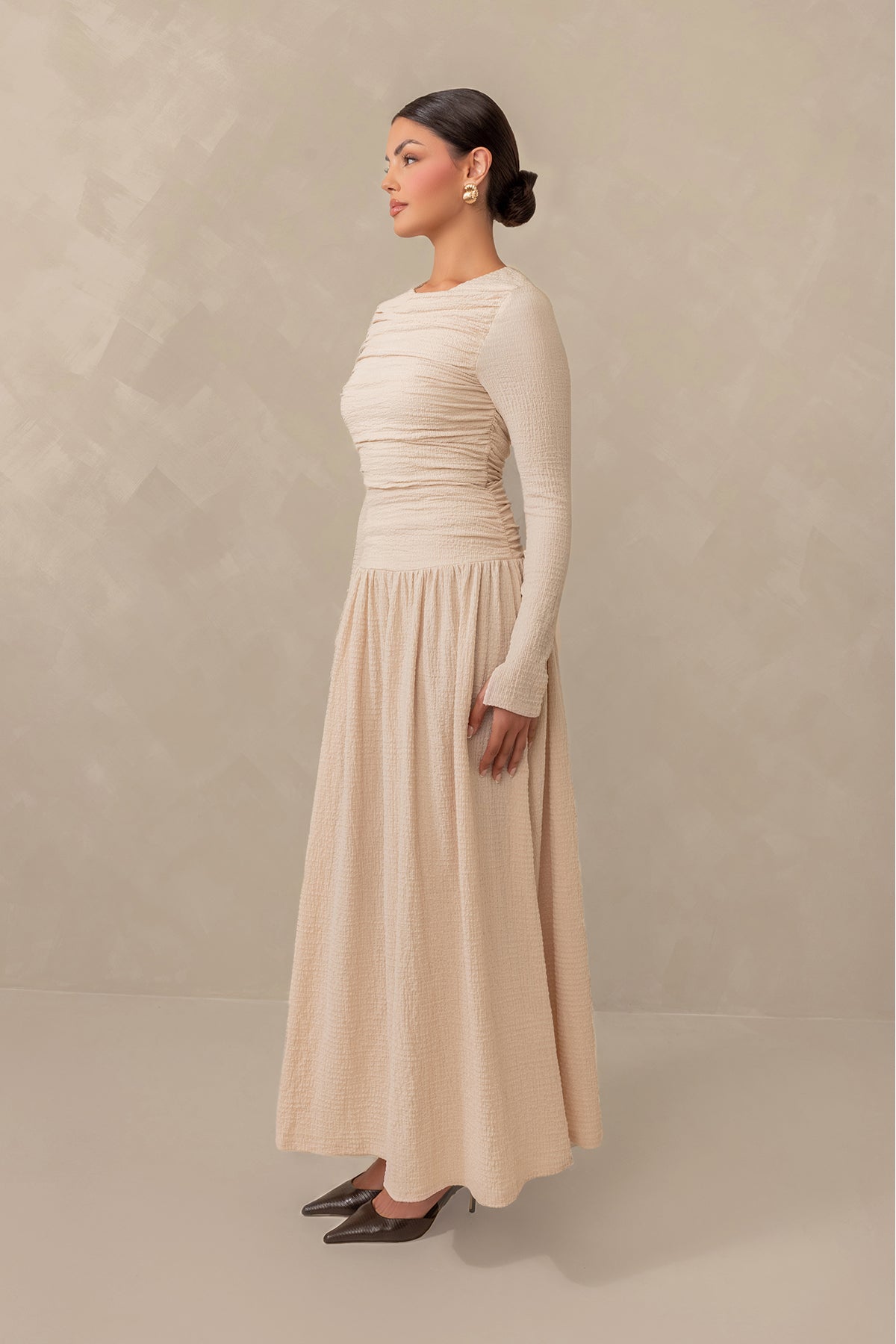 Juliette Everyday Drop Waist Maxi Dress - Cream