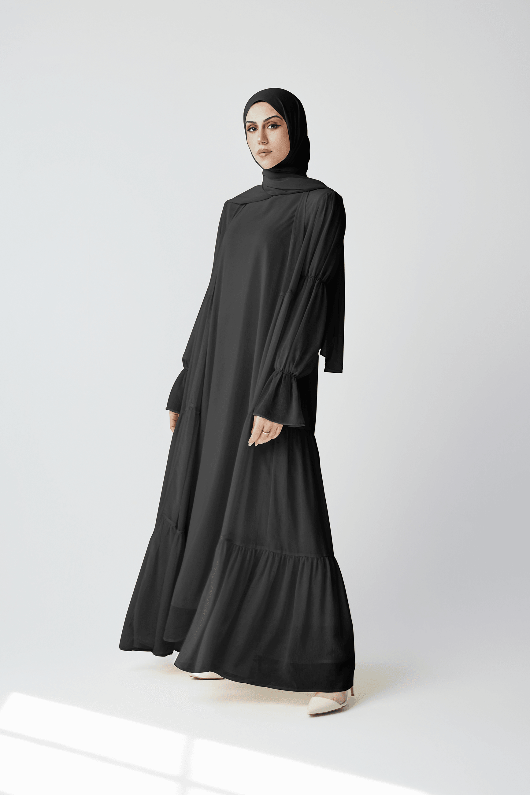 Bohemian Abaya Set - Black