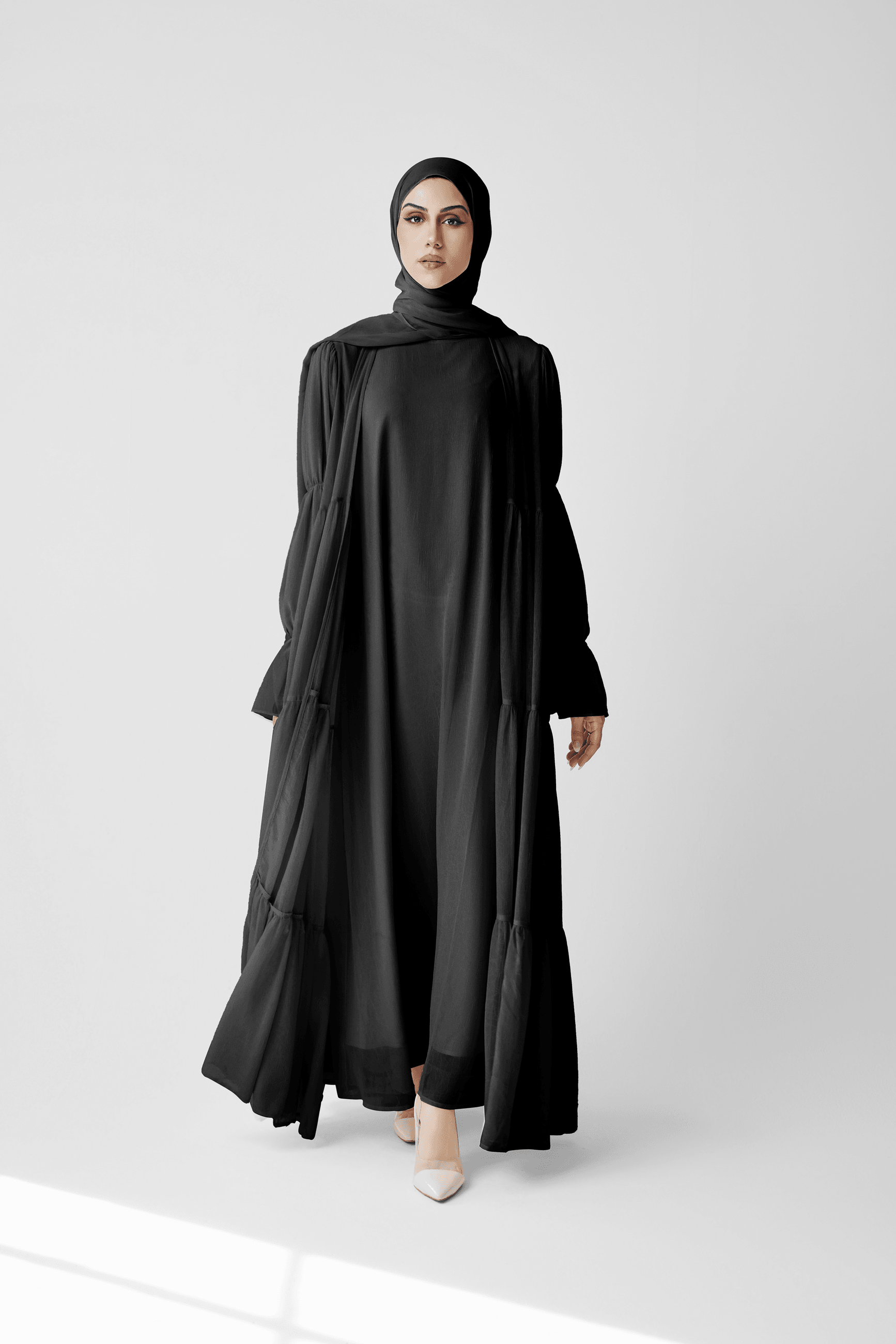 Bohemian Abaya Set - Black