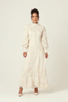 Amanda Lace Ribbed Cotton Maxi Dress - Cream - Zahraa The Label