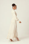 Amanda Lace Ribbed Cotton Maxi Dress - Cream - Zahraa The Label