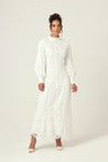 Amanda Lace Ribbed Cotton Maxi Dress - White - Zahraa The Label