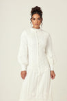 Amanda Lace Ribbed Cotton Maxi Dress - White - Zahraa The Label