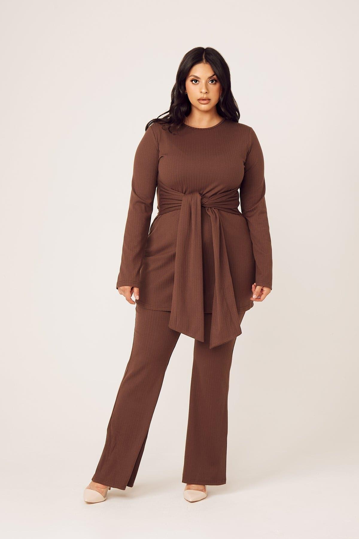 Amara Two Piece Matching Set- Mocha - Zahraa The Label