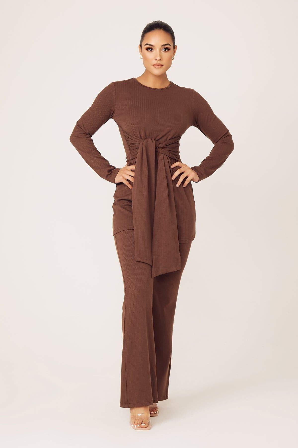 Amara Two Piece Matching Set- Mocha - Zahraa The Label