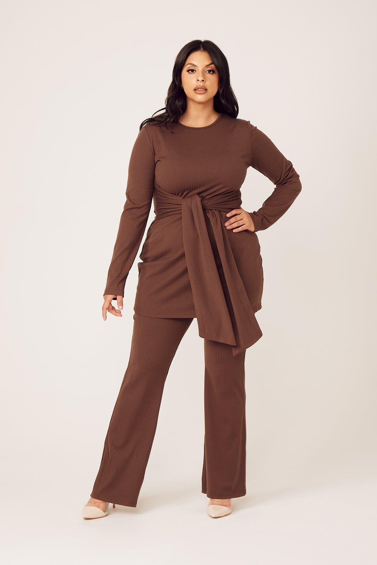 Amara Two Piece Matching Set- Mocha - Zahraa The Label