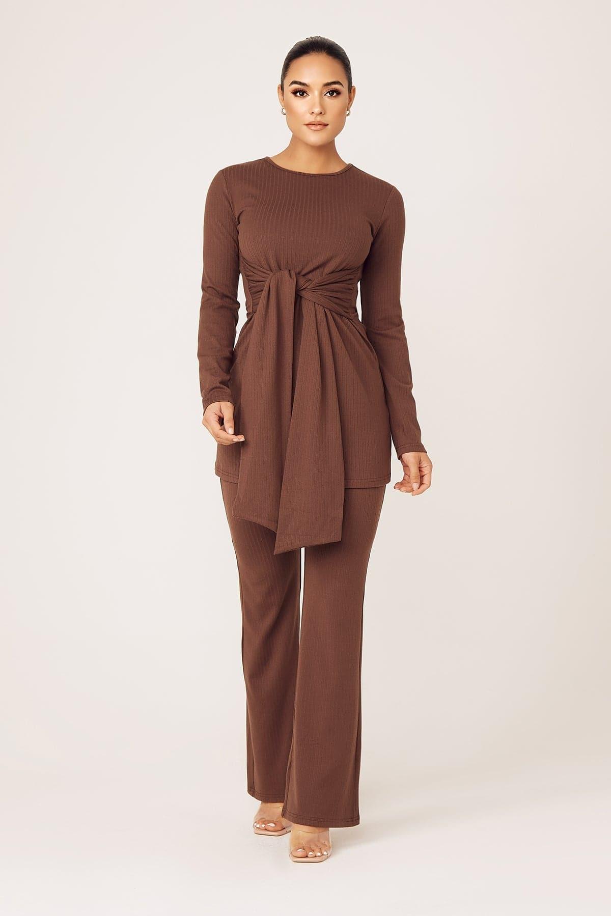 Amara Two Piece Matching Set- Mocha - Zahraa The Label