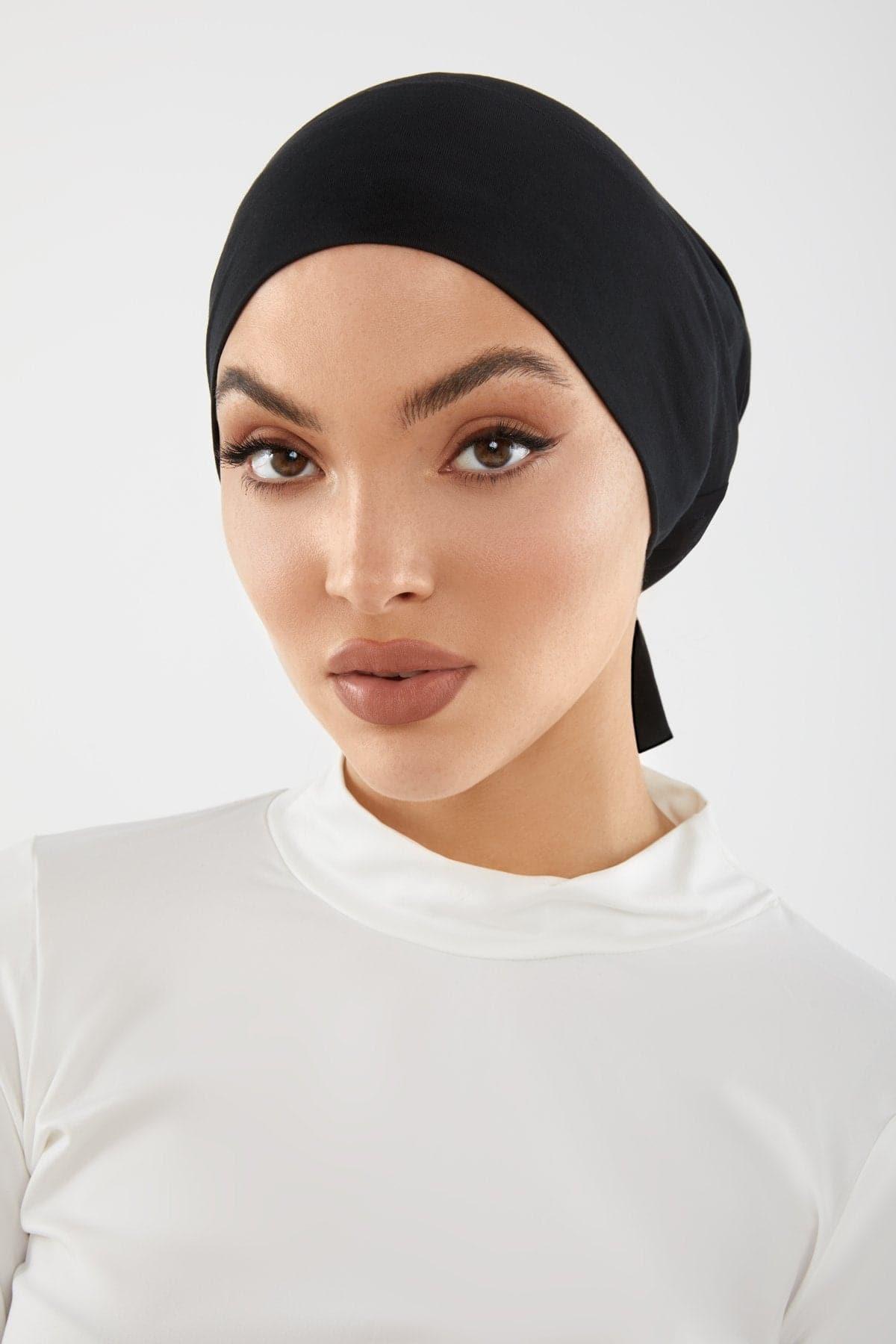 Aria Mesh Tie Back Undercap- Black - Zahraa The Label