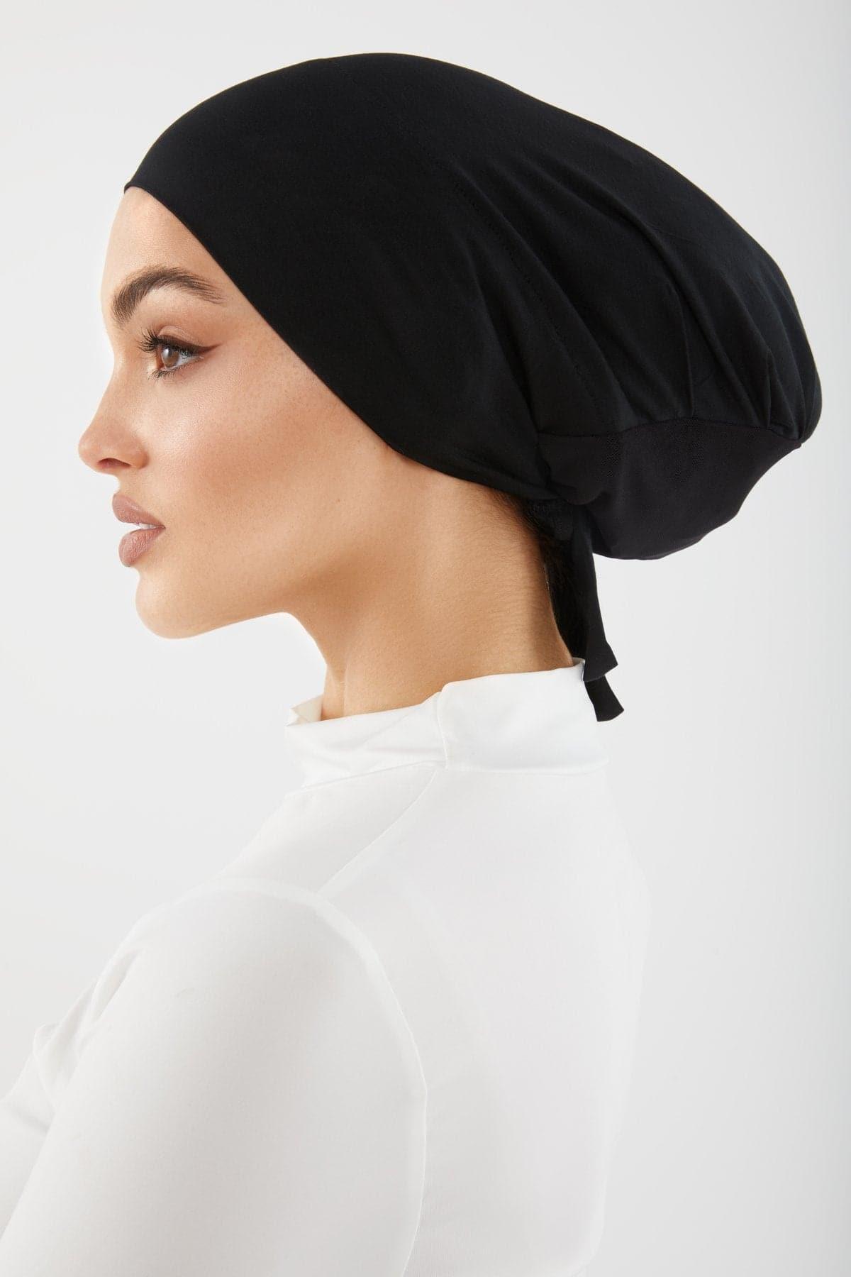 Aria Mesh Tie Back Undercap- Black - Zahraa The Label