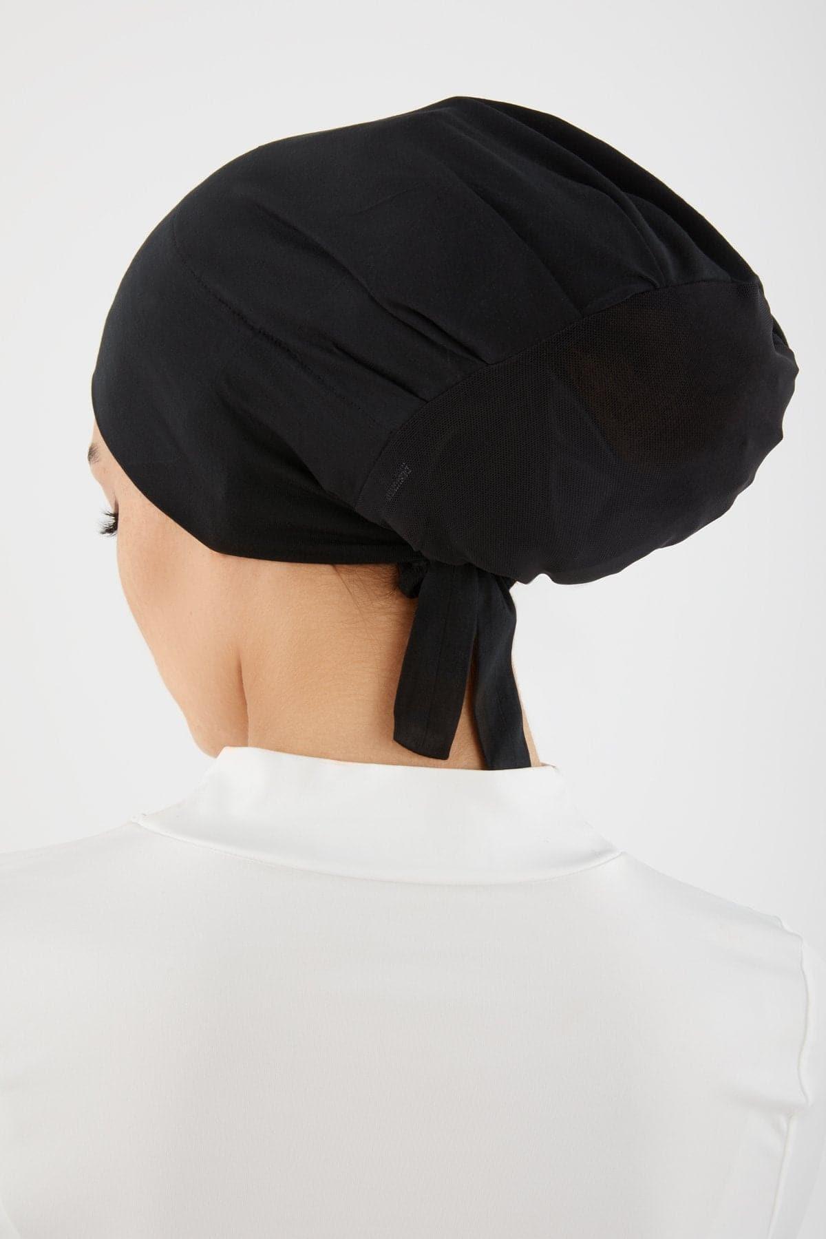 Aria Mesh Tie Back Undercap- Black - Zahraa The Label