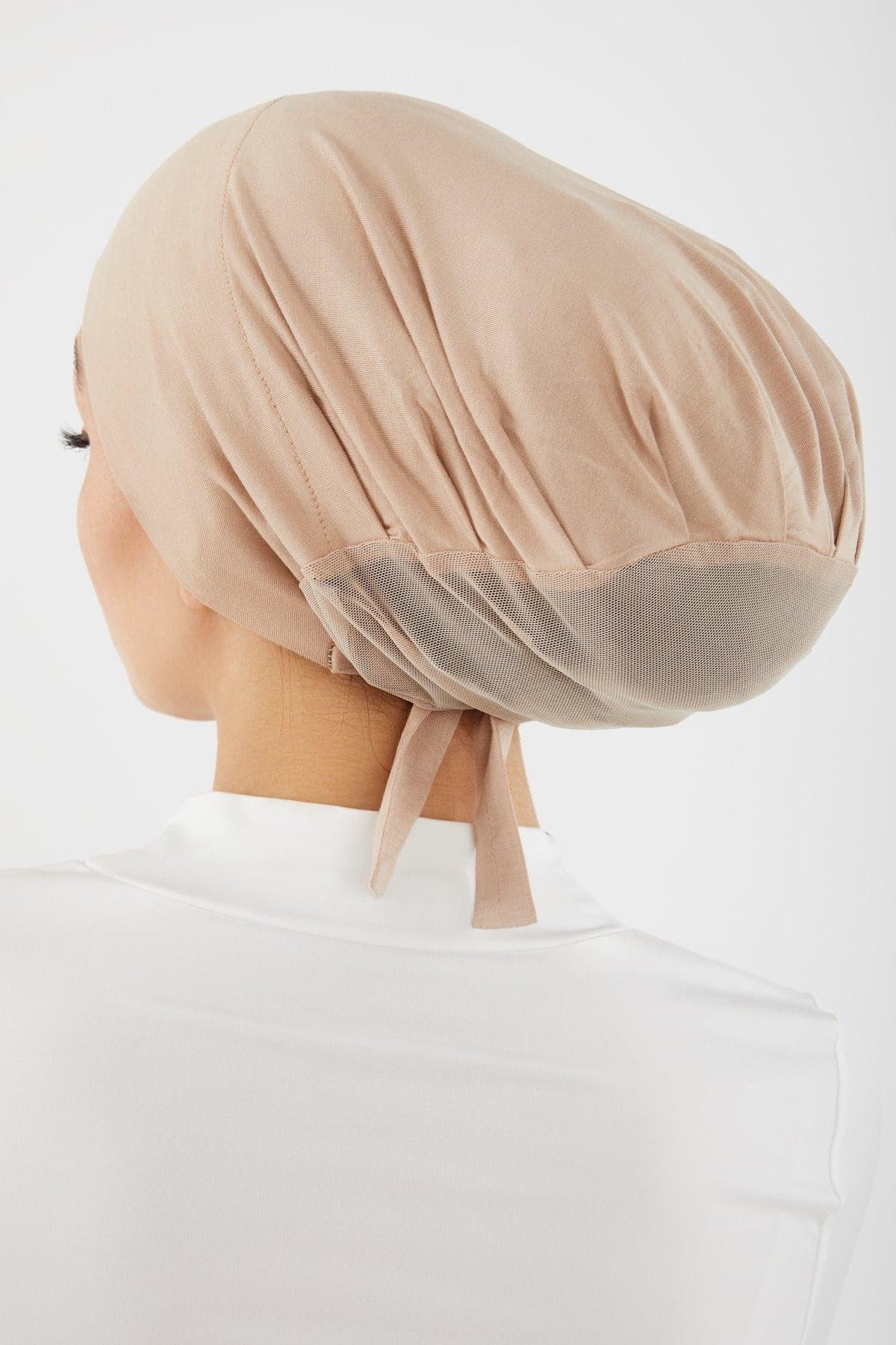 Aria Mesh Tie Back Undercap- Warm Taupe - Zahraa The Label