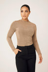 Camile Long Sleeve Body Shirt- Taupe - Zahraa The Label