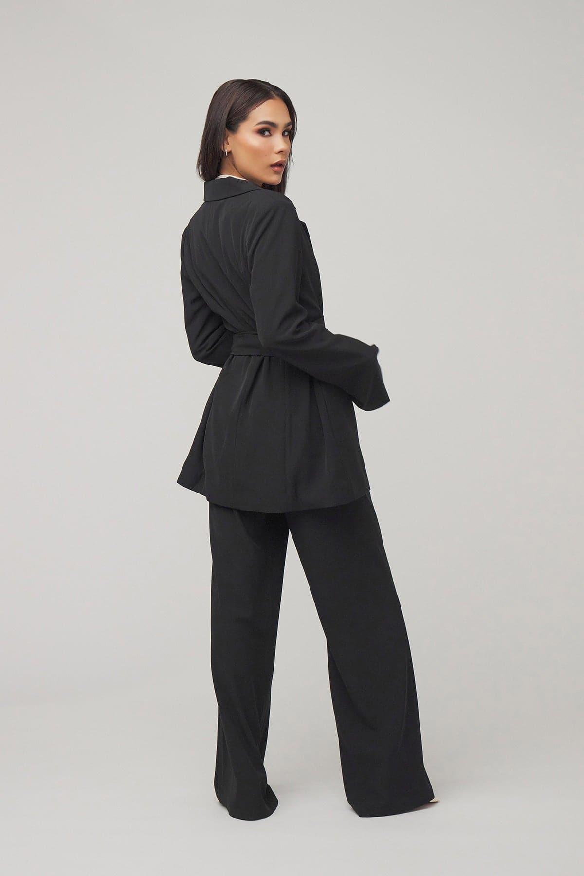 Carolina Tie Waist Blazer- Black - Zahraa The Label