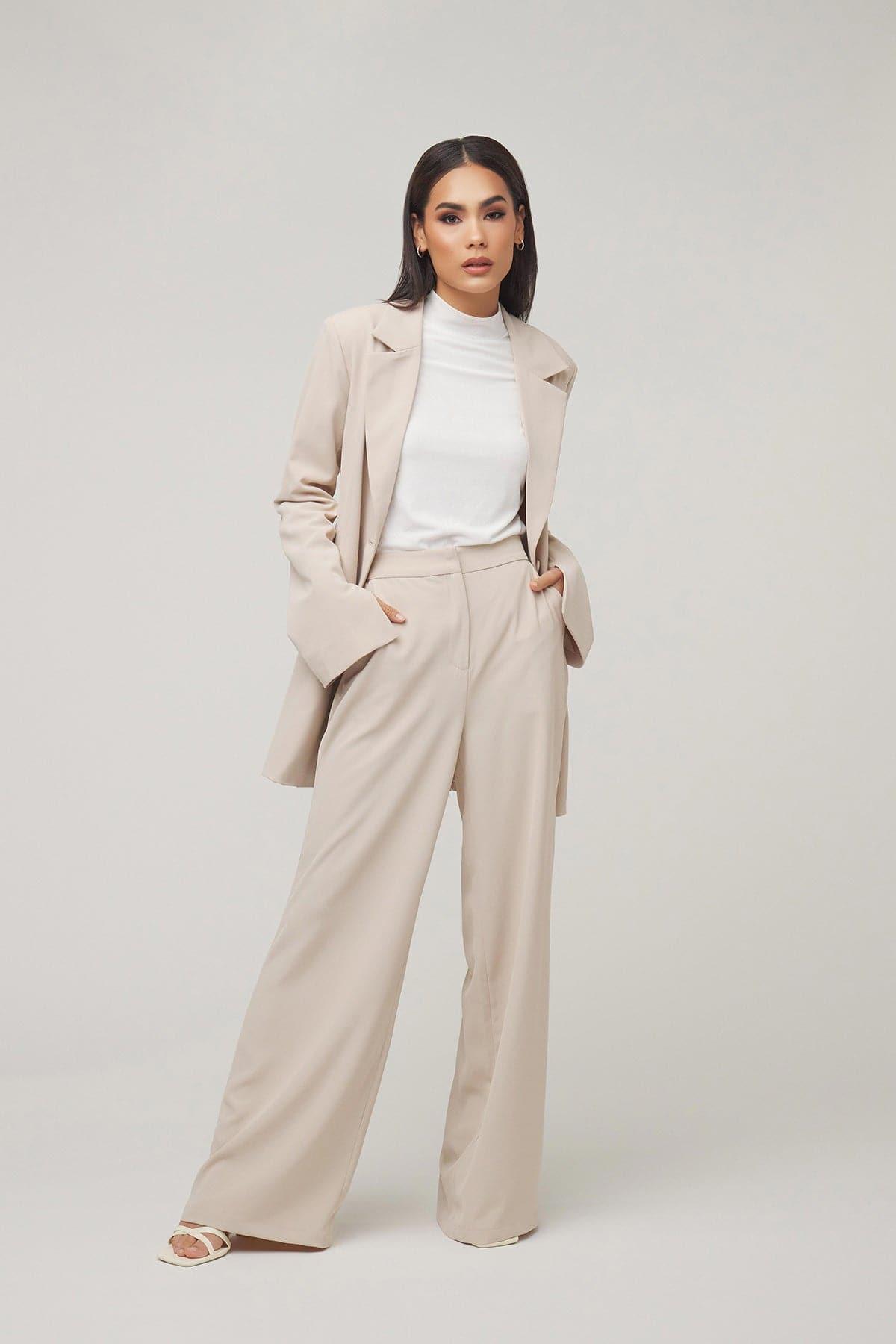 Carolina Tie Waist Blazer- Nude Dust - Zahraa The Label