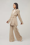 Carolina Tie Waist Blazer - Taupe - Zahraa The Label