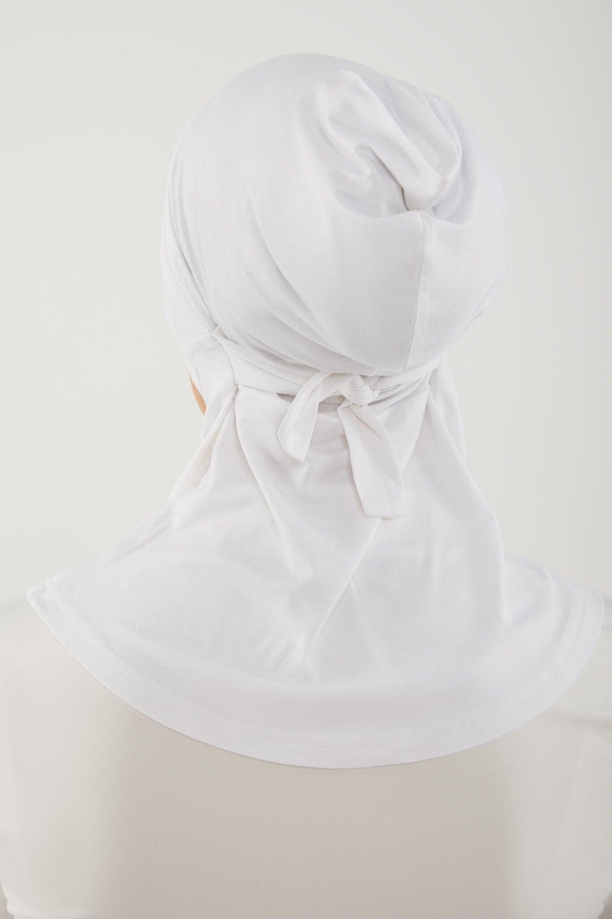 Lila Neck Cover Hijab-White - Zahraa The Label