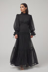 Loren Lace Chiffon Maxi Dress - Black - Zahraa The Label