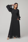 Lynne FLoral Maxi Dress - Black - Zahraa The Label