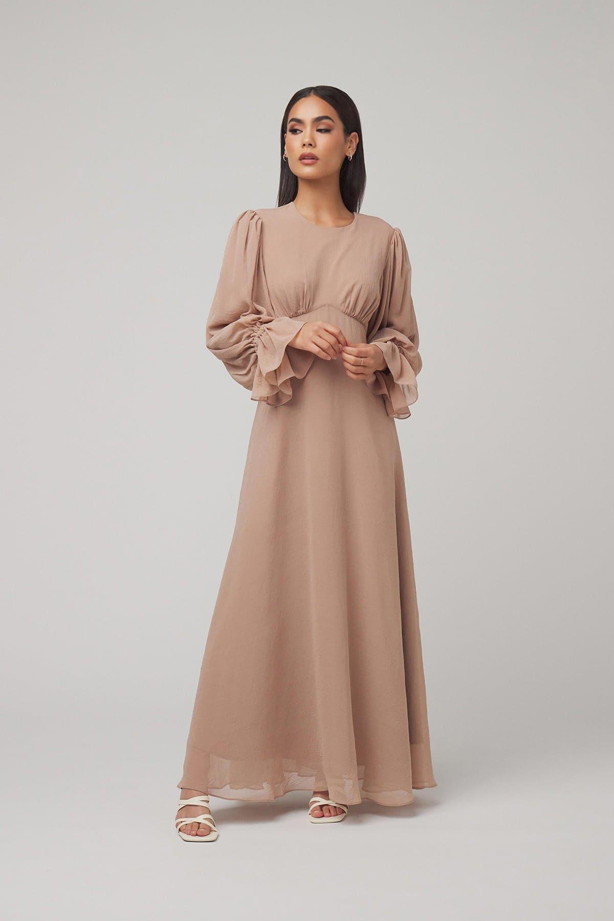 Lynne FLoral Maxi Dress - Tan - Zahraa The Label