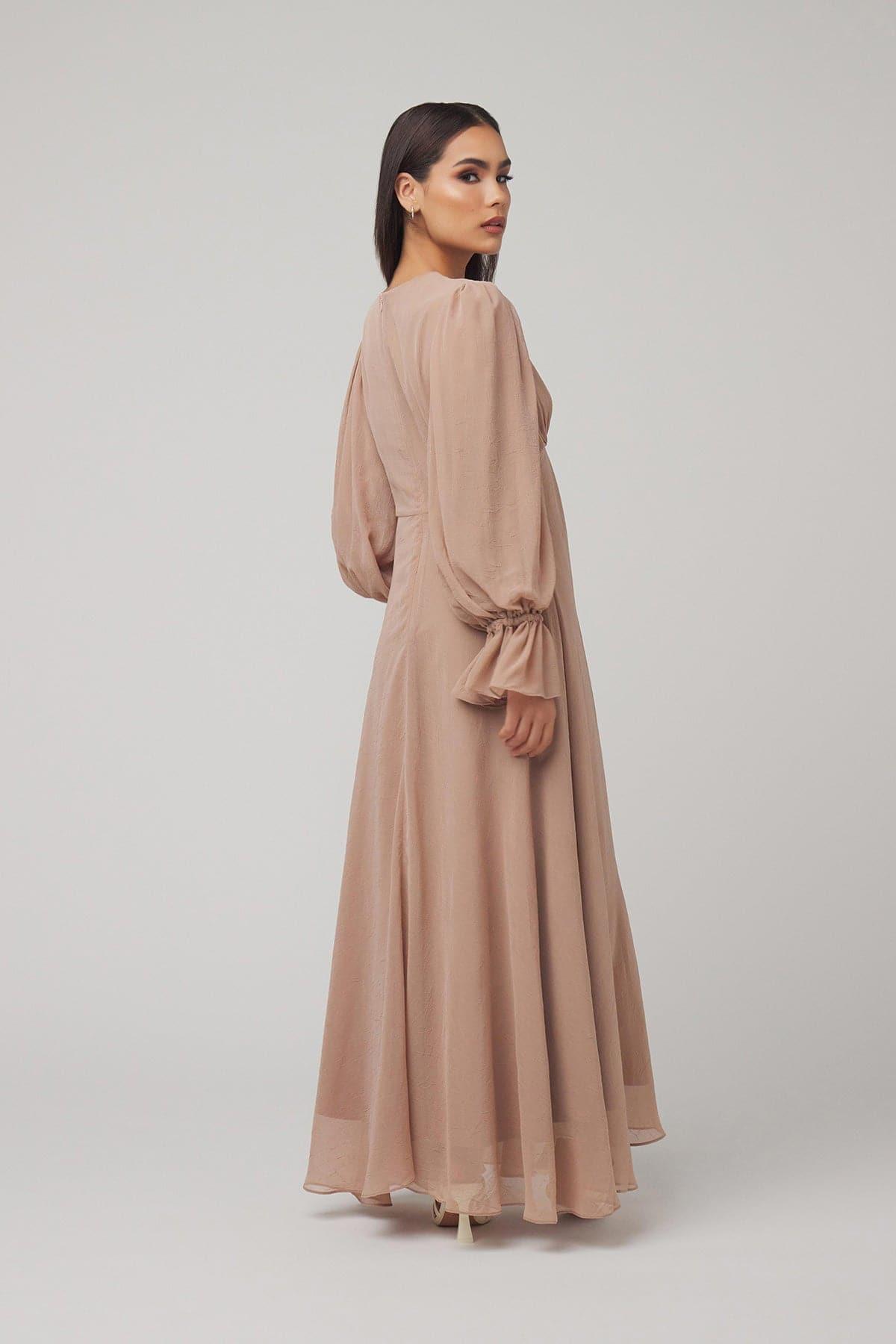 Lynne FLoral Maxi Dress - Tan - Zahraa The Label