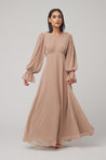 Lynne FLoral Maxi Dress - Tan - Zahraa The Label