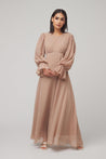 Lynne FLoral Maxi Dress - Tan - Zahraa The Label