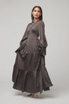 Milena Tiered Smock Maxi Dress - Brown - Zahraa The Label