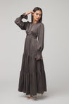 Milena Tiered Smock Maxi Dress - Brown - Zahraa The Label