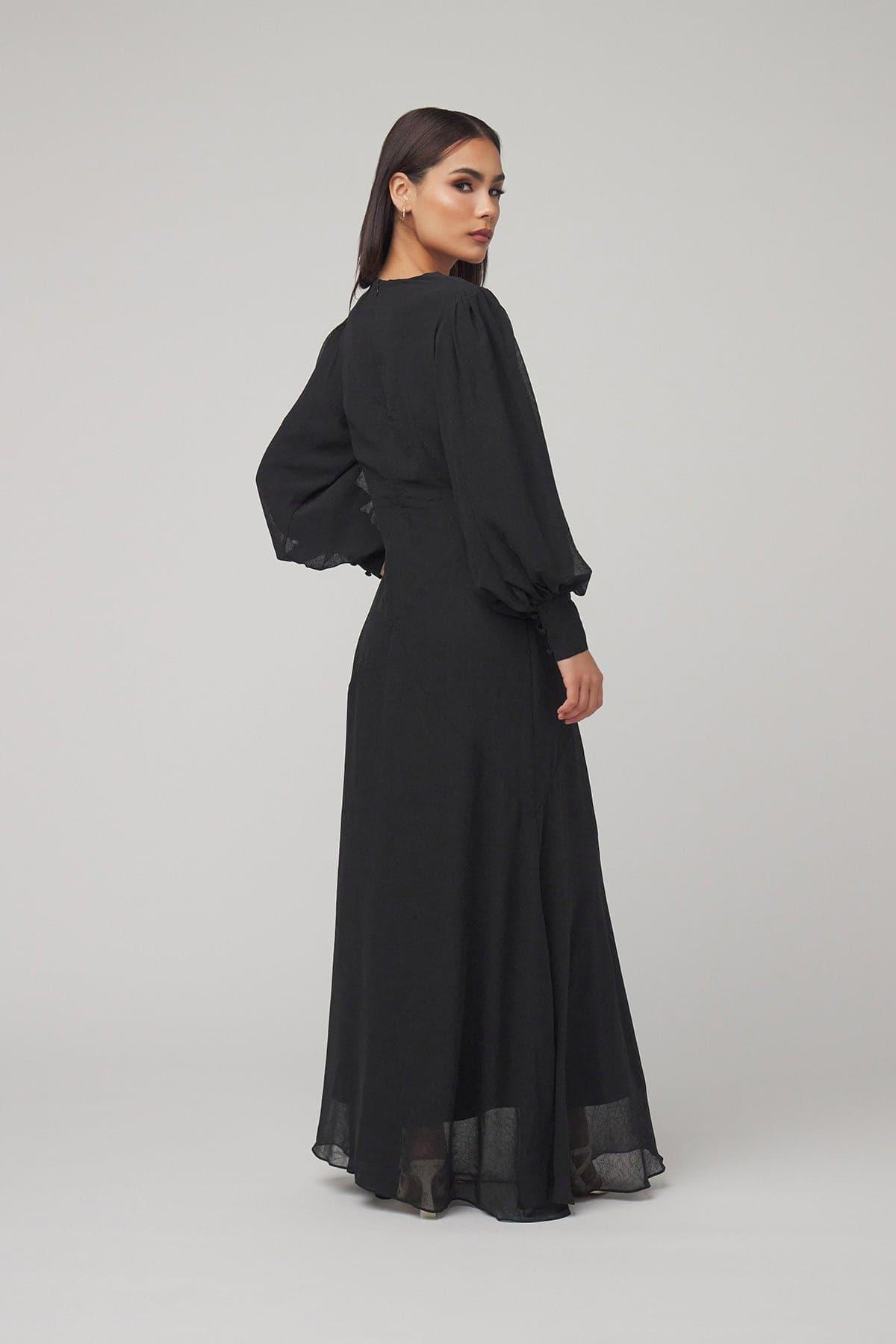 Naomi Chiffon Maxi Dress - Black - Zahraa The Label