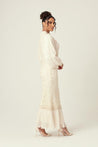 Nora Lace Pleated Chiffon Maxi Dress - Cream - Zahraa The Label