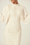 Nora Lace Pleated Chiffon Maxi Dress - Cream - Zahraa The Label