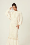 Nora Lace Pleated Chiffon Maxi Dress - Cream - Zahraa The Label