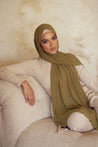 Premium Chiffon Hijab - Olive - Zahraa The Label