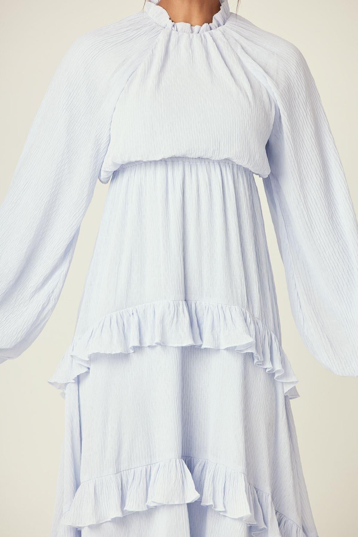 Rihanna Ruffled Smock Maxi Dress - Sky - Zahraa The Label